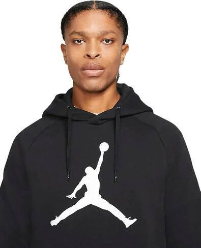 Nike Men's Air Jordan Pullover Hoodie Sweatshirt (Black/White/Jumpman Logo, Medium) in Kuwait