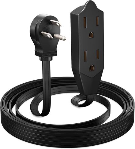 Maximm Cable 3 Feet Flat Plug Extension Cord/Wire, Multi Outlet - 3 Prong Angled Plug Extension Cord - Black UL Certified in Kuwait
