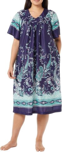 AmeriMark Women's V-Neck Lounger House Dress with Pockets Muumuu Nightgown in Saudi Arabia