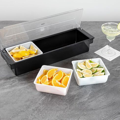 Restaurantware-CADDY INSERTS ONLY: Bar Lux 1.1 Quart Inserts For Condiment Dispensers, 3 Replacement Inserts For Garnish Caddies - Condiment Caddy Sold Separately, Sturdy, White Plastic Tray Inserts in Saudi Arabia