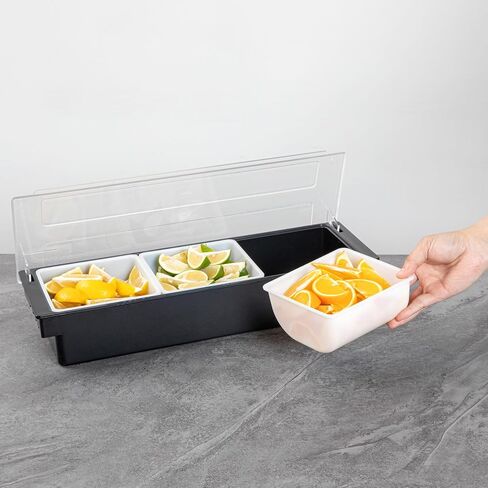 Restaurantware-CADDY INSERTS ONLY: Bar Lux 1.1 Quart Inserts For Condiment Dispensers, 3 Replacement Inserts For Garnish Caddies - Condiment Caddy Sold Separately, Sturdy, White Plastic Tray Inserts in Saudi Arabia