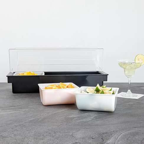 Restaurantware-CADDY INSERTS ONLY: Bar Lux 1.1 Quart Inserts For Condiment Dispensers, 3 Replacement Inserts For Garnish Caddies - Condiment Caddy Sold Separately, Sturdy, White Plastic Tray Inserts in Saudi Arabia