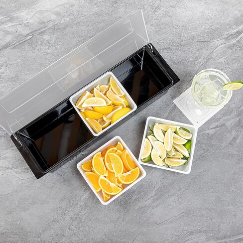 Restaurantware-CADDY INSERTS ONLY: Bar Lux 1.1 Quart Inserts For Condiment Dispensers, 3 Replacement Inserts For Garnish Caddies - Condiment Caddy Sold Separately, Sturdy, White Plastic Tray Inserts in Saudi Arabia