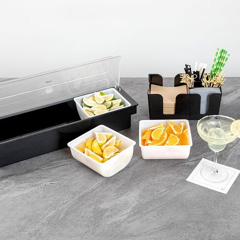 Restaurantware-CADDY INSERTS ONLY: Bar Lux 1.1 Quart Inserts For Condiment Dispensers, 3 Replacement Inserts For Garnish Caddies - Condiment Caddy Sold Separately, Sturdy, White Plastic Tray Inserts in Saudi Arabia