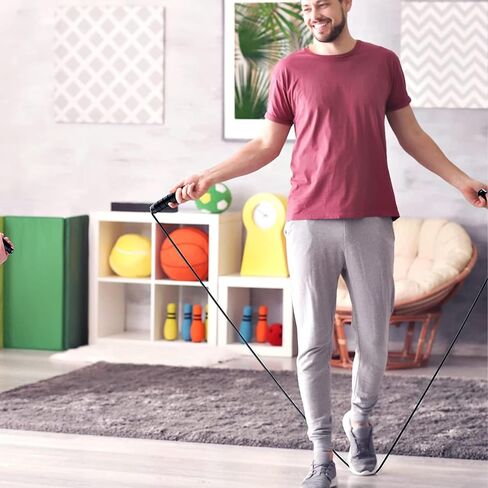 Adjustable Jump Rope with Smooth Ball Bearings, No-Knot Design, 2-Pack in Black & Red, Foam Handles for Comfort, Perfect for Cardio, Fitness Workouts for Men & Women in Saudi Arabia