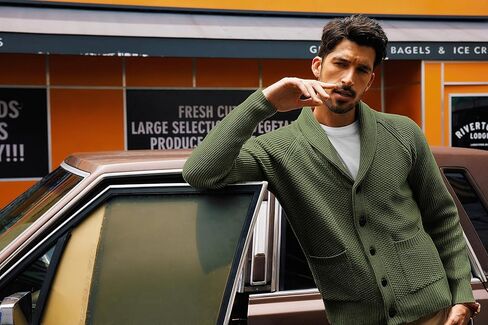 PJ PAUL JONES Mens Shawl Collar Cardigan Sweaters Knit Textured Sweater Button Down Cardigans in Kuwait