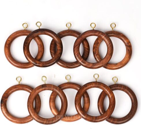 Handmade Wooden Curtain Rod Rings with Buffed Glass Finish, Wood Drapery Rings (Inner Dia 1.75 Inch and Outer Dia 2.5 Inch), Drapes Sliding Rings (12, Inner Dia 1.75" inch) in Saudi Arabia