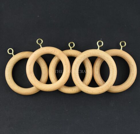 Handmade Wooden Curtain Rod Rings with Buffed Glass Finish, Wood Drapery Rings (Inner Dia 1.75 Inch and Outer Dia 2.5 Inch), Drapes Sliding Rings (12, Inner Dia 1.75" inch) in Saudi Arabia