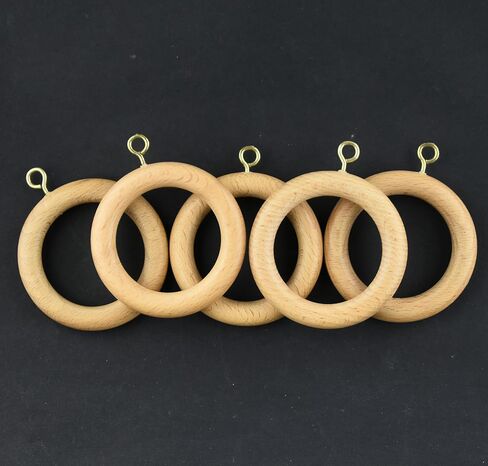 Handmade Wooden Curtain Rod Rings with Buffed Glass Finish, Wood Drapery Rings (Inner Dia 1.75 Inch and Outer Dia 2.5 Inch), Drapes Sliding Rings (12, Inner Dia 1.75" inch) in Saudi Arabia