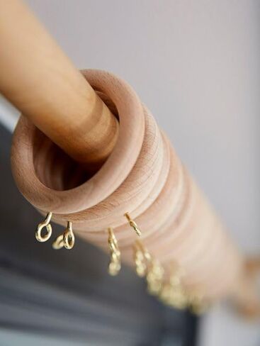 Handmade Wooden Curtain Rod Rings with Buffed Glass Finish, Wood Drapery Rings (Inner Dia 1.75 Inch and Outer Dia 2.5 Inch), Drapes Sliding Rings (12, Inner Dia 1.75" inch) in Saudi Arabia