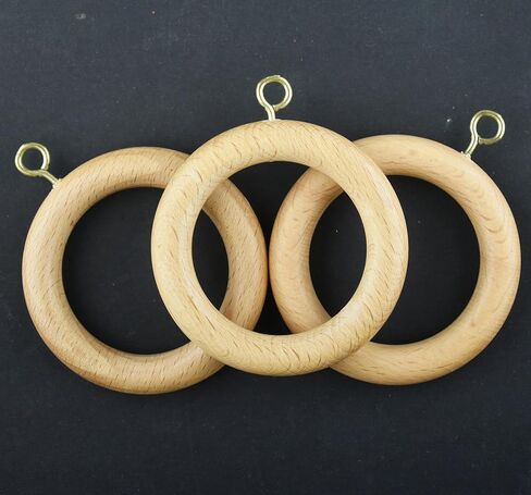 Handmade Wooden Curtain Rod Rings with Buffed Glass Finish, Wood Drapery Rings (Inner Dia 1.75 Inch and Outer Dia 2.5 Inch), Drapes Sliding Rings (12, Inner Dia 1.75" inch) in Saudi Arabia