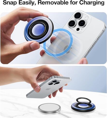 TORRAS 360 درجة فيدجيت سبينر حامل حلقي للهاتف المغناطيسي، مناسب لملحقات PopSocket MagSafe القابلة للإزالة لهاتف iPhone 16،15،14، 13، 12 Pro/Max، Samsung Galaxy، Google، Ostand SpinRing، أسود in Kuwait