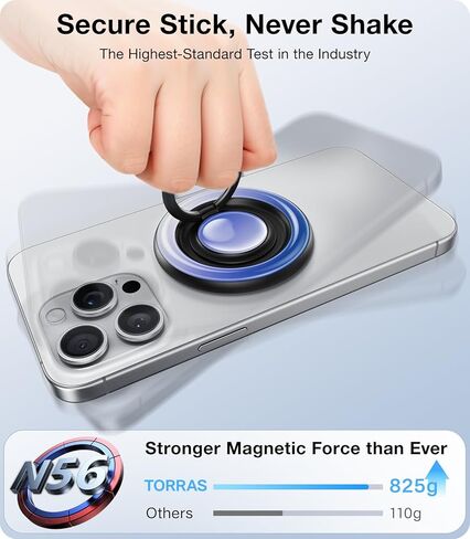 TORRAS 360 درجة فيدجيت سبينر حامل حلقي للهاتف المغناطيسي، مناسب لملحقات PopSocket MagSafe القابلة للإزالة لهاتف iPhone 16،15،14، 13، 12 Pro/Max، Samsung Galaxy، Google، Ostand SpinRing، أسود in Kuwait