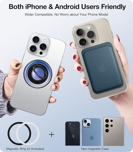 TORRAS 360 درجة فيدجيت سبينر حامل حلقي للهاتف المغناطيسي، مناسب لملحقات PopSocket MagSafe القابلة للإزالة لهاتف iPhone 16،15،14، 13، 12 Pro/Max، Samsung Galaxy، Google، Ostand SpinRing، أسود in Kuwait