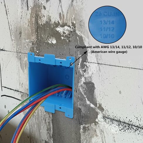 Old Work Box,Plastic Junction for Switches,PVC Electrical 14 cuin Outlet Box,Old Work Box 1 Gang Deep,ETL Listed for Home Improvement,AWG Standard,Fire Rated for Two Hours(1 Pack) in Saudi Arabia
