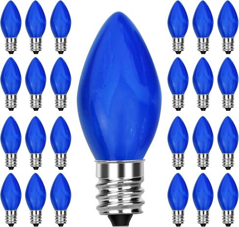 C7 Christmas Replacement Bulbs, Ceramic White LED Night Light for Window Candles & Chandeliers Replacement Bulb, Low Watt Candelabra Light Bulbs, 0.6W Equivalent 7W Incandescent Bulb, 25 Pack in Saudi Arabia