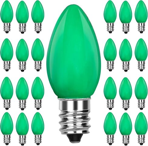 C7 Christmas Replacement Bulbs, Ceramic White LED Night Light for Window Candles & Chandeliers Replacement Bulb, Low Watt Candelabra Light Bulbs, 0.6W Equivalent 7W Incandescent Bulb, 25 Pack in Kuwait