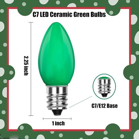 C7 Christmas Replacement Bulbs, Ceramic White LED Night Light for Window Candles & Chandeliers Replacement Bulb, Low Watt Candelabra Light Bulbs, 0.6W Equivalent 7W Incandescent Bulb, 25 Pack in Kuwait