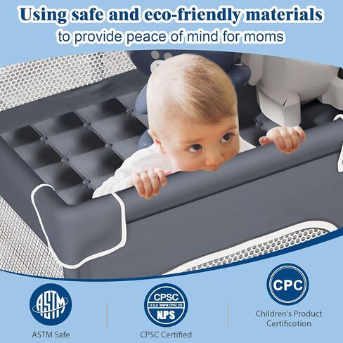 Jixrolyn Small Playpen for Babies and Toddlers, 36"x36", Soft Breathable Mesh, Anti-Slip Base, Mini Baby Play Yard with Pull-Up Ring in Saudi Arabia