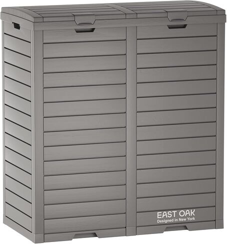 EAST OAK 76 Gallon Outdoor Trash Can | Waterproof Resin Garbage Can with Tiered Lid & Drip Tray | Outside Trash Bin for Patio | Kitchen, Backyard & Deck | Gray Color in Saudi Arabia