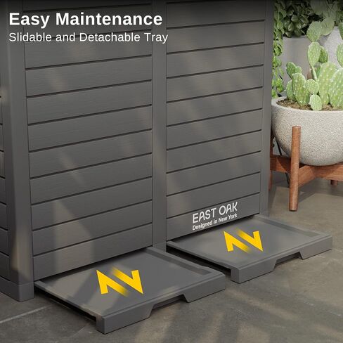 EAST OAK 76 Gallon Outdoor Trash Can | Waterproof Resin Garbage Can with Tiered Lid & Drip Tray | Outside Trash Bin for Patio | Kitchen, Backyard & Deck | Gray Color in Saudi Arabia