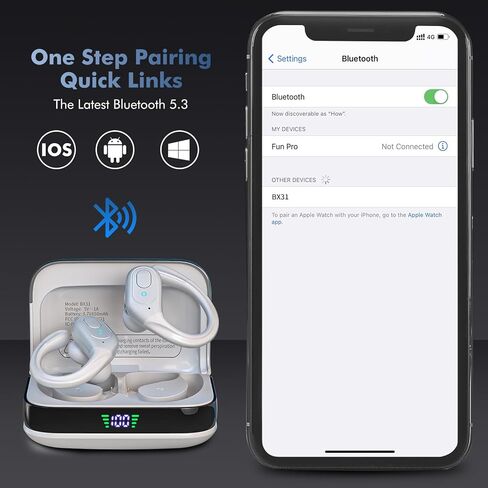 Wireless Earbuds, 75H Playtime Bluetooth 5.3 Headphones, IP7 Waterproof Bluetooth Headphones for Running, Wireless in Ear Earphones USB C for iOS/Android, in Saudi Arabia