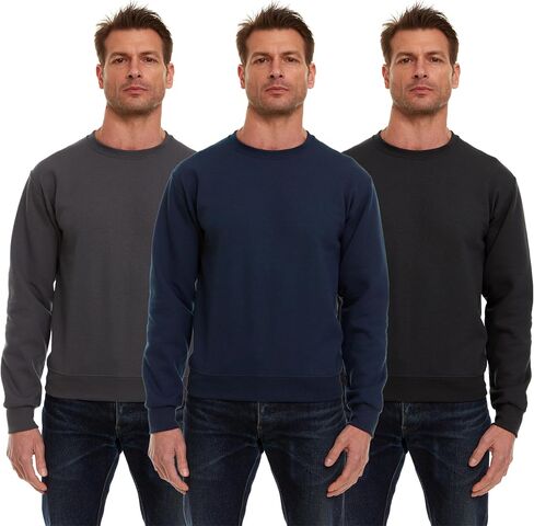 BILLIONHATS 3 Pack Men’s Crewneck Sweater Bulk Multipack, Cotton, Screenprinting Sweat Shirts For Men, Layer Shirt in Kuwait