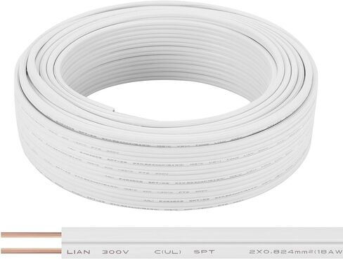 SPT-2 50FT 18/2 Electrical Wire, 18 Gauge 2 Conductors Lighting Copper Wire, Hookup LED Lighting Strips Flexible Wire Extension Cord, Green in Saudi Arabia