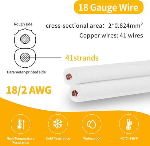 SPT-2 50FT 18/2 Electrical Wire, 18 Gauge 2 Conductors Lighting Copper Wire, Hookup LED Lighting Strips Flexible Wire Extension Cord, Green in Saudi Arabia