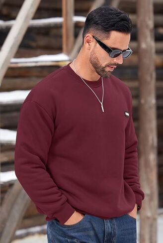 سويت شيرت رجالي مبطن بالصوف، بلوفر شيربا، بياقة دائرية، قمصان شتوية حرارية (S-XXL) in Kuwait