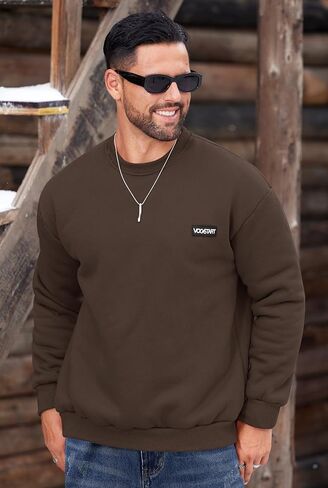 Men's Fleece Lined Sweatshirt Crewneck Sherpa Pullover Thermal Winter Shirts (S-XXL) in Kuwait