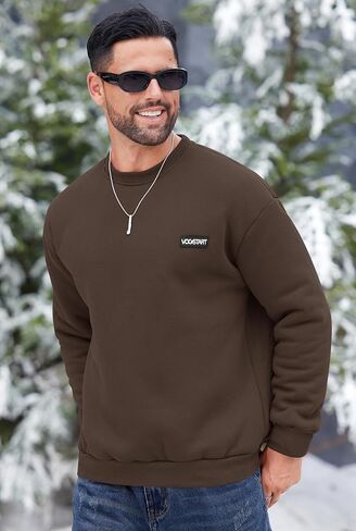 Men's Fleece Lined Sweatshirt Crewneck Sherpa Pullover Thermal Winter Shirts (S-XXL) in Kuwait