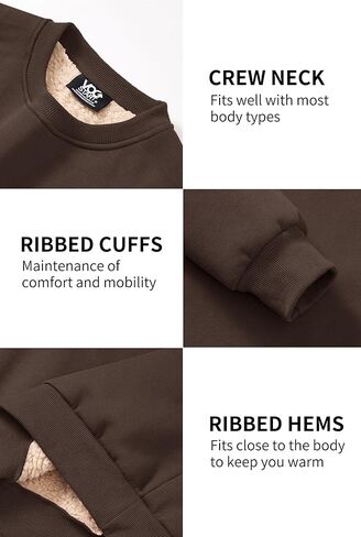 Men's Fleece Lined Sweatshirt Crewneck Sherpa Pullover Thermal Winter Shirts (S-XXL) in Kuwait