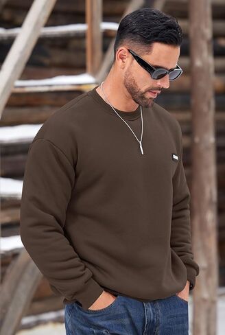 Men's Fleece Lined Sweatshirt Crewneck Sherpa Pullover Thermal Winter Shirts (S-XXL) in Kuwait