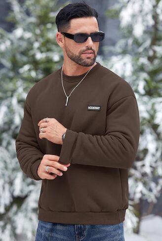 Men's Fleece Lined Sweatshirt Crewneck Sherpa Pullover Thermal Winter Shirts (S-XXL) in Kuwait