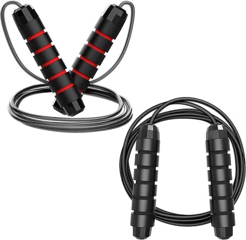 Adjustable Black and Red Jump Rope for Fitness Training – Durable Speed Skipping Rope with Comfortable Foam Handles for Cardio, Endurance, and Home Workouts – Lightweight Design for Men and Women in Saudi Arabia