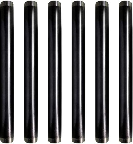 QDCM1218-6 1/2 × 18 بوصة أنابيب فولاذية سوداء، تركيب ملولب نصف بوصة قابل للطرق بناء أثاث عتيق DIY، (عبوة من 6 قطع)، 18 بوصة in Kuwait