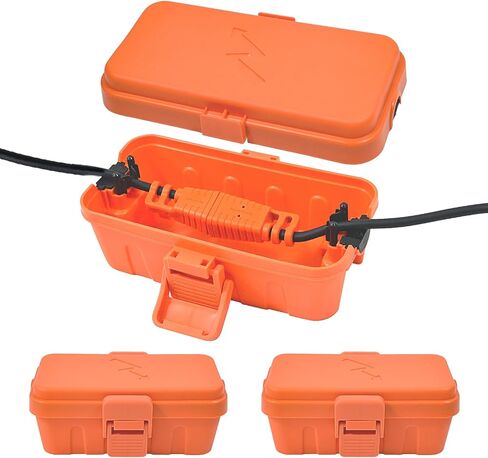 Hrensaw 3PCS Small Weatherproof Electrical Connection Box(6 x 3.5 x 2.2inch),Outdoor Electrical Box,Waterproof Extension Cord Covers for Plug,Extension Cables,Holiday Lights,Black in Kuwait