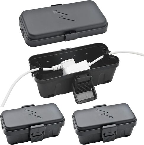 Hrensaw 3PCS Small Weatherproof Electrical Connection Box(6 x 3.5 x 2.2inch),Outdoor Electrical Box,Waterproof Extension Cord Covers for Plug,Extension Cables,Holiday Lights,Black in Kuwait