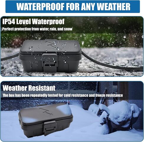 Hrensaw 3PCS Small Weatherproof Electrical Connection Box(6 x 3.5 x 2.2inch),Outdoor Electrical Box,Waterproof Extension Cord Covers for Plug,Extension Cables,Holiday Lights,Black in Kuwait