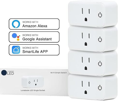 Smart Plug - 4 Pack Smart Home Wi-Fi Plugs Outlet Works with Echo, Alexa & Google Home | Smart Plug for Home with Timer, Remote ,Voice & Group Controller | No Hub Required in Saudi Arabia