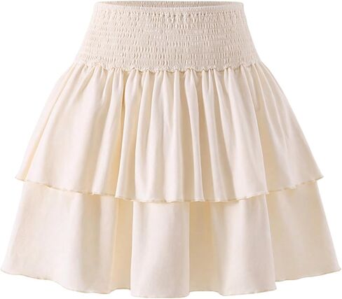Milumia Girl Smocked High Waisted Layered Ruffle Hem Casual Skirts in Saudi Arabia