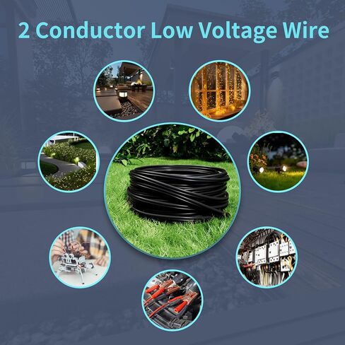 16 Gauge Wire 100FT, 2 Conductors Electrical Wire Black Cable, Low Voltage 16 AWG Copper Clad Aluminum Extension Cord for Speaker Wire, LED Wire, Automotive Wire 12V/24V DC in Kuwait