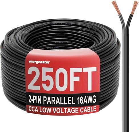 16 Gauge Wire 100FT, 2 Conductors Electrical Wire Black Cable, Low Voltage 16 AWG Copper Clad Aluminum Extension Cord for Speaker Wire, LED Wire, Automotive Wire 12V/24V DC in Kuwait