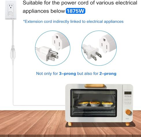 VSEER 1Feet 1625W 13A UL SJT 16AWG Flat Plug Heavy Duty Extension Cord Outlet Saver 3-Prong Grounded Short 90 Degree Angle Adapter Power Extension Cord,UL Listed (White, 1 Pack) in Saudi Arabia