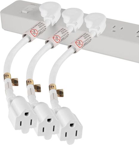 VSEER 1Feet 1625W 13A UL SJT 16AWG Flat Plug Heavy Duty Extension Cord Outlet Saver 3-Prong Grounded Short 90 Degree Angle Adapter Power Extension Cord,UL Listed (White, 1 Pack) in Saudi Arabia