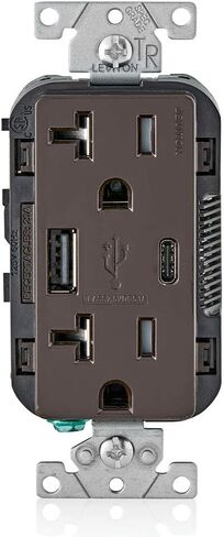 Leviton T5833-W Type A & Type-C USB In-Wall Charger with 20A Tamper-Resistant Outlet, USB Charger for Smartphones and Tablets. Not for Laptops, White in Saudi Arabia