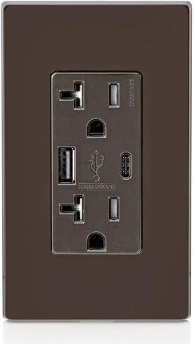 Leviton T5833-W Type A & Type-C USB In-Wall Charger with 20A Tamper-Resistant Outlet, USB Charger for Smartphones and Tablets. Not for Laptops, White in Saudi Arabia