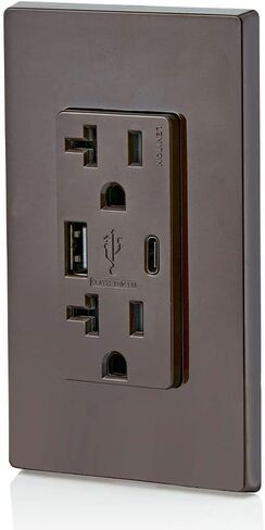 Leviton T5833-W Type A & Type-C USB In-Wall Charger with 20A Tamper-Resistant Outlet, USB Charger for Smartphones and Tablets. Not for Laptops, White in Saudi Arabia