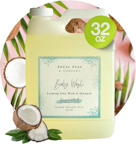 SoCal Suds & Company - 2-in-1 Organic Baby Shampoo & Body Wash Castile Soap - Gentle Body Soap and Shampoo for Sensitive Skin Bath - Nourishing Soothing Ingredients - Newborn Baby - Lavender, 32oz in Saudi Arabia